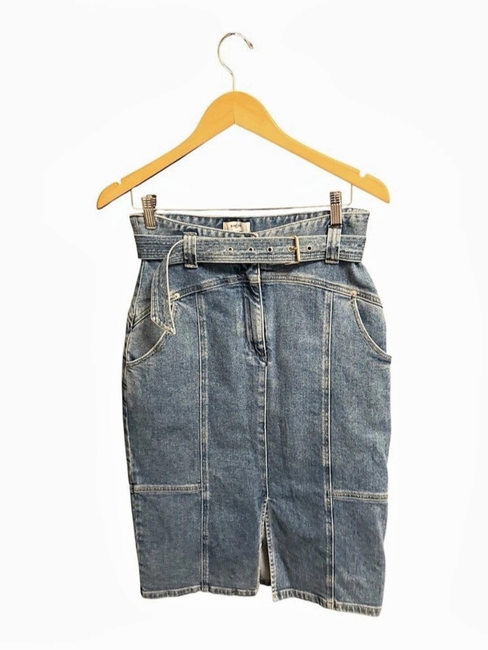 Denim Midi Skirt in Blue